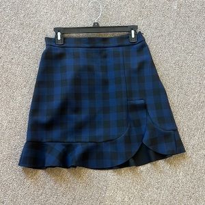 ZARA SKIRT BLACK BLUE PLAID SIZE MEDIUM NEW NWT